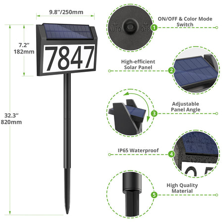 Solar Address Sign with Stakes