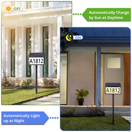 Solar Address Sign with Stakes