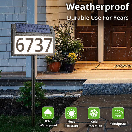 Solar Address Sign with Stakes