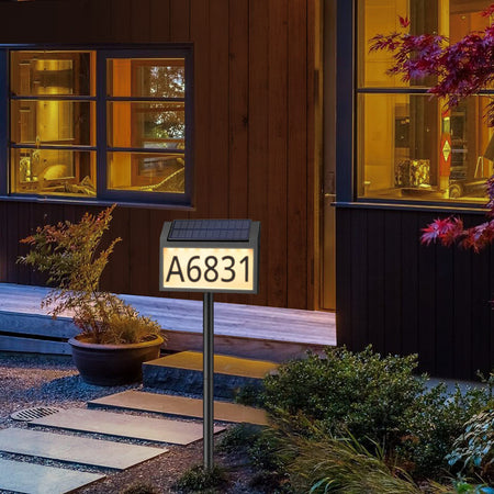 Solar Address Sign with Stakes