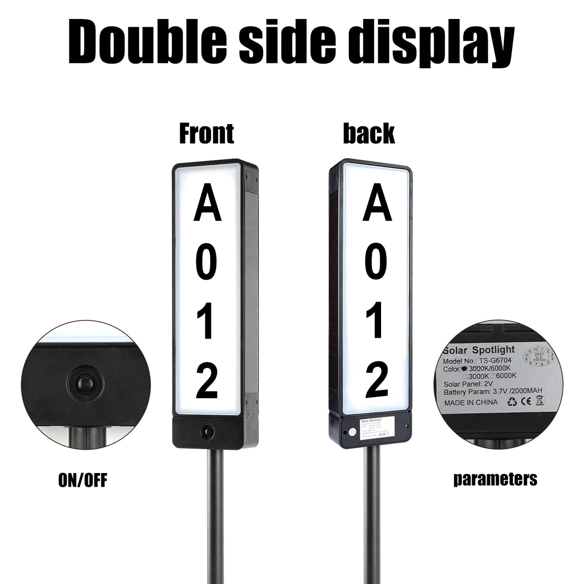 Double Sided Solar Address Sign