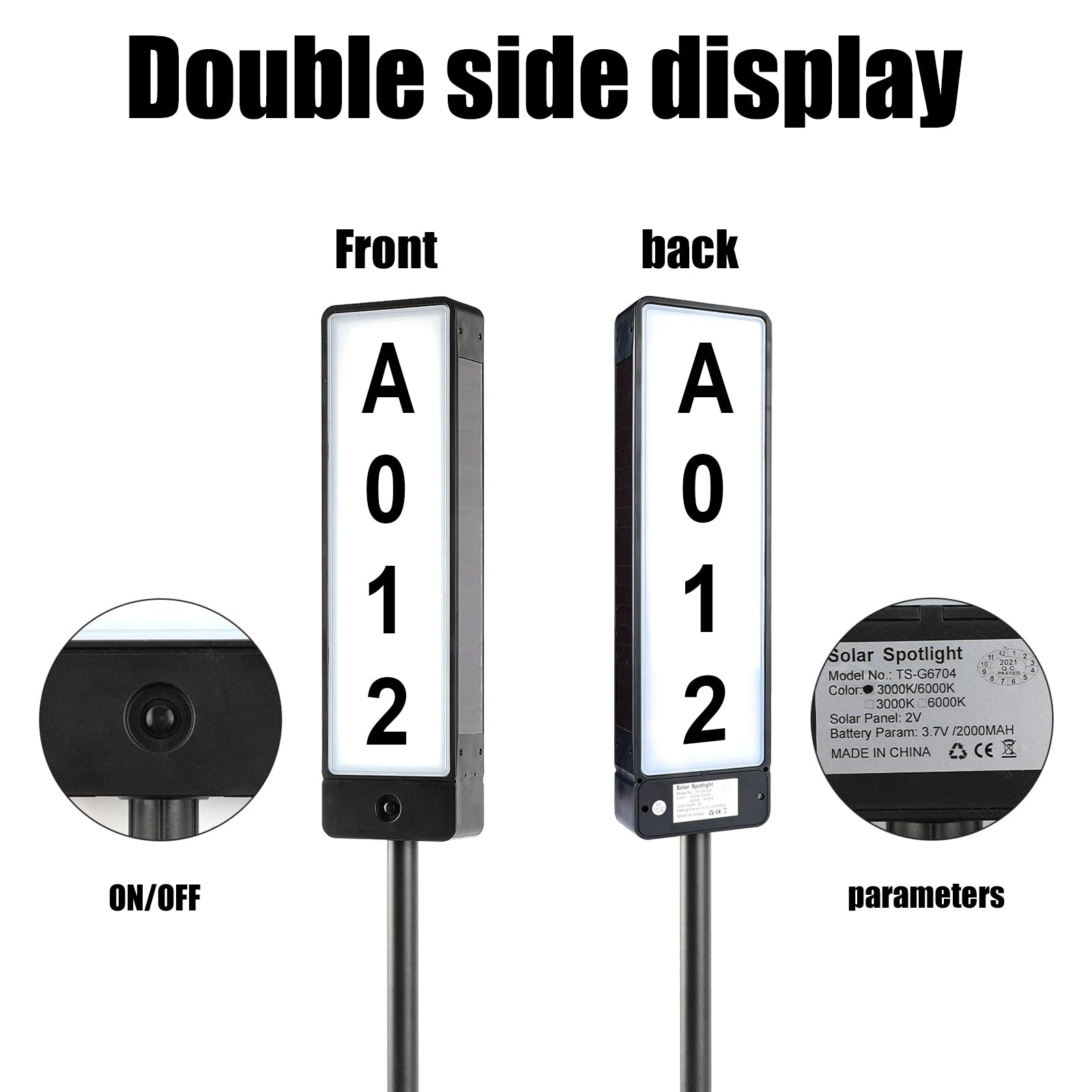 Double Sided Solar Address Sign